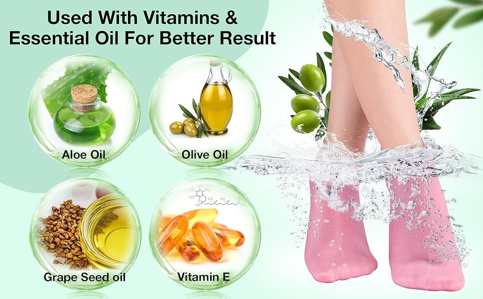 2 Pairs Moisturizing Socks Silicone Gel Spa Exfoliating Socks