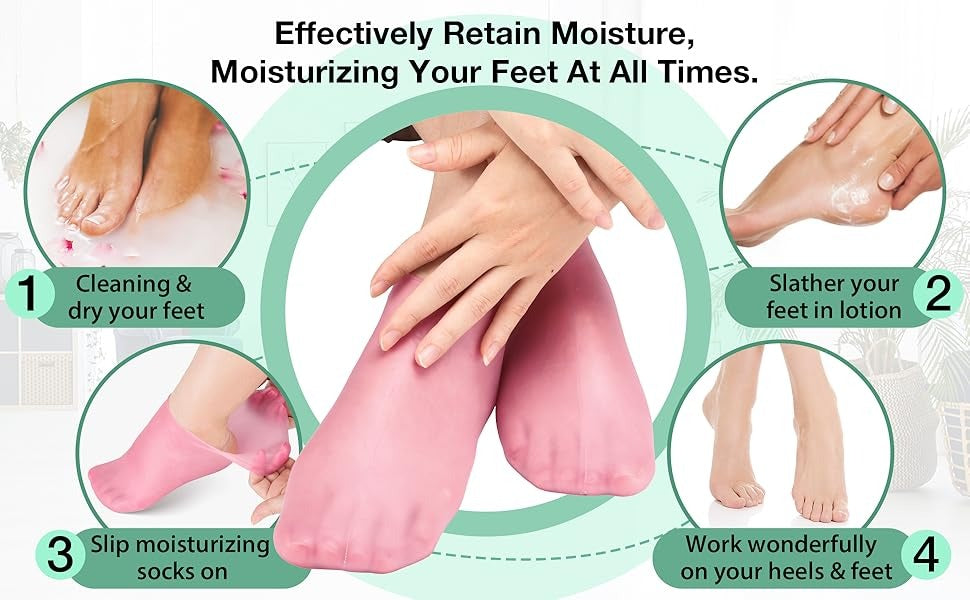 2 Pairs Moisturizing Socks Silicone Gel Spa Exfoliating Socks