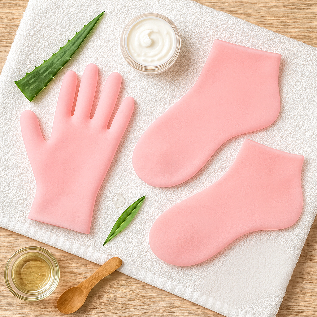 Silicone Moisturizing Gloves and Socks Set for Dry Hands and Feet