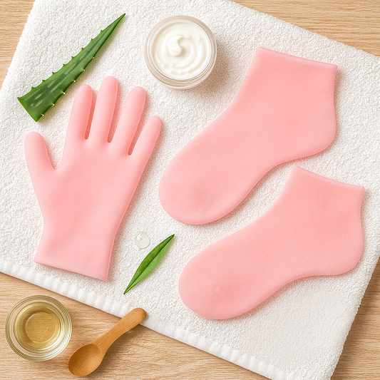 Silicone Moisturizing Gloves and Socks Set for Dry Hands and Feet