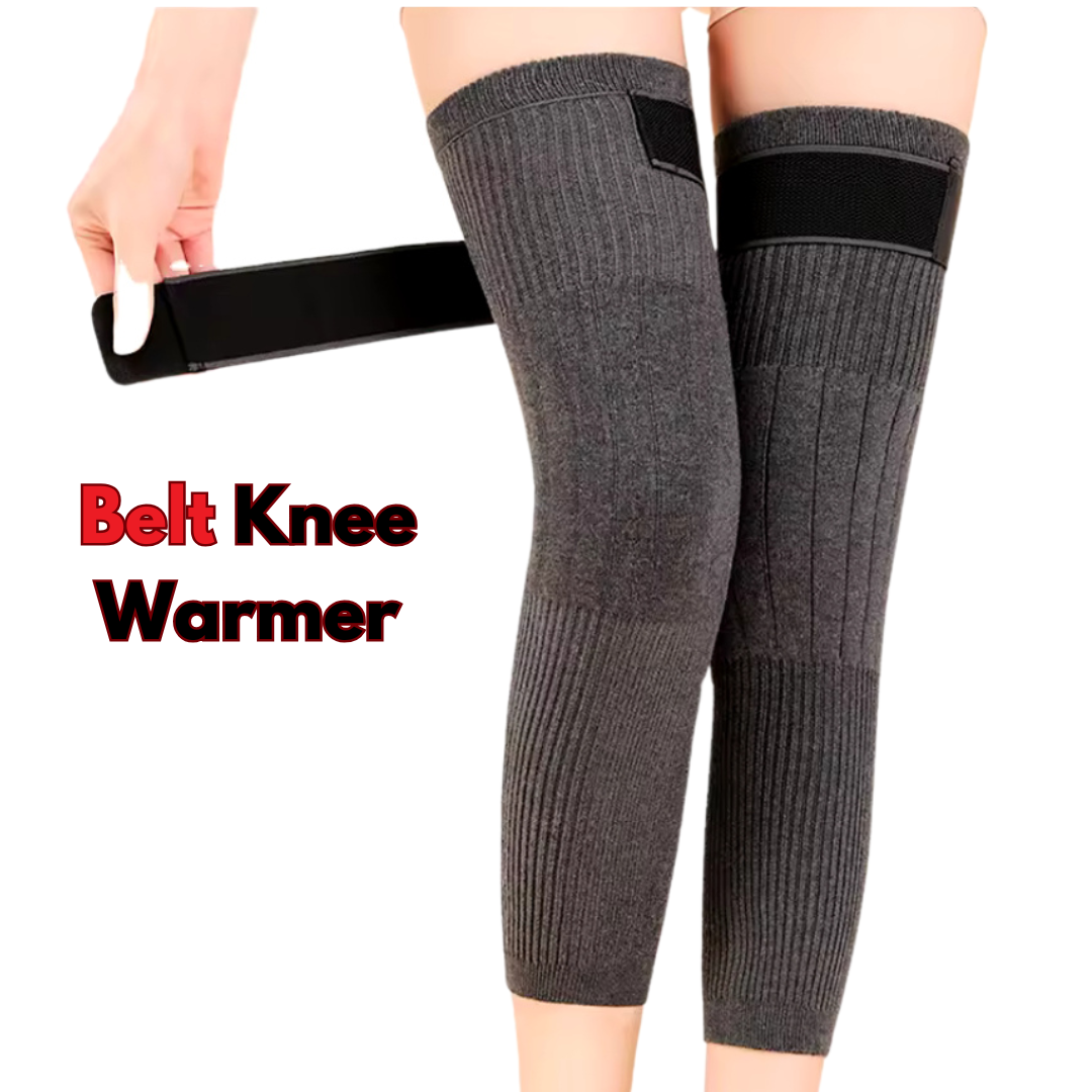 1 Pair Wool Blended Leg Warmers with Strap & Belt
